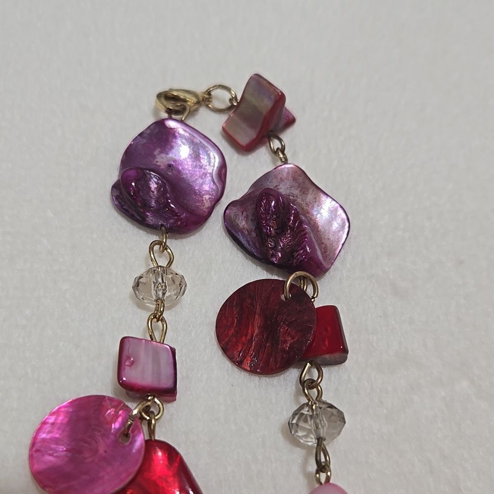 Pink and Purple Mother Of Pearl Necklace - Picture 3 of 8